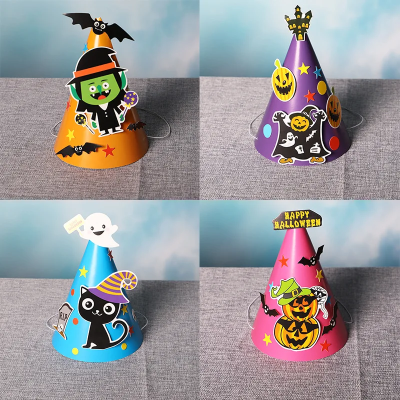 1 шт. шляпы креативные DIY бумага Хэллоуин колпак шляпа спрос среди детей орнамент
