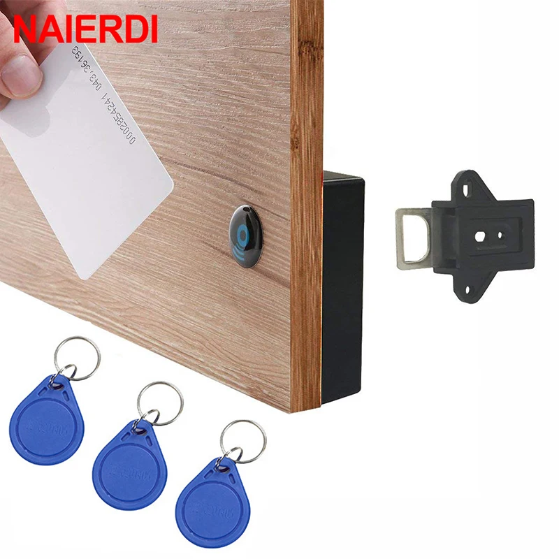 NAIERDI Digital Cabinet Intelligent Electronic Locks Invisible Sensor Lock EMID IC Card Drawer For Wardrobe Furniture Hardware |