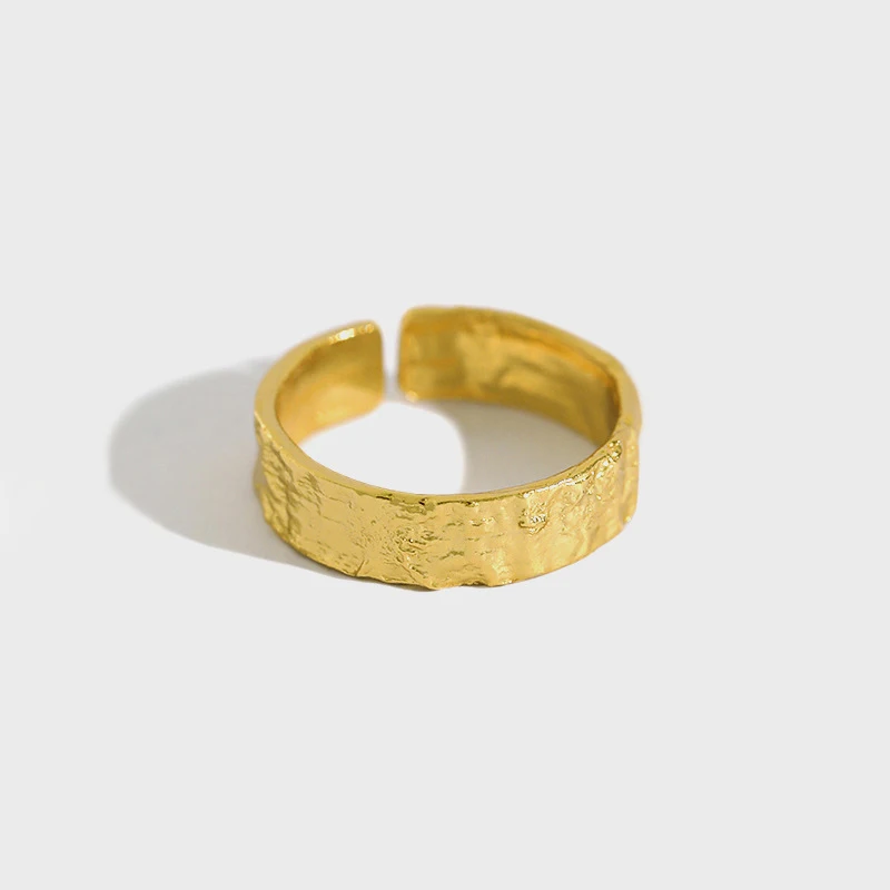 

July Dream Simple Jewelry 925 Sterling Silver Rings Female Finger Ring Handmade Irregular Ripple Fine Jewelry Gift for Girls