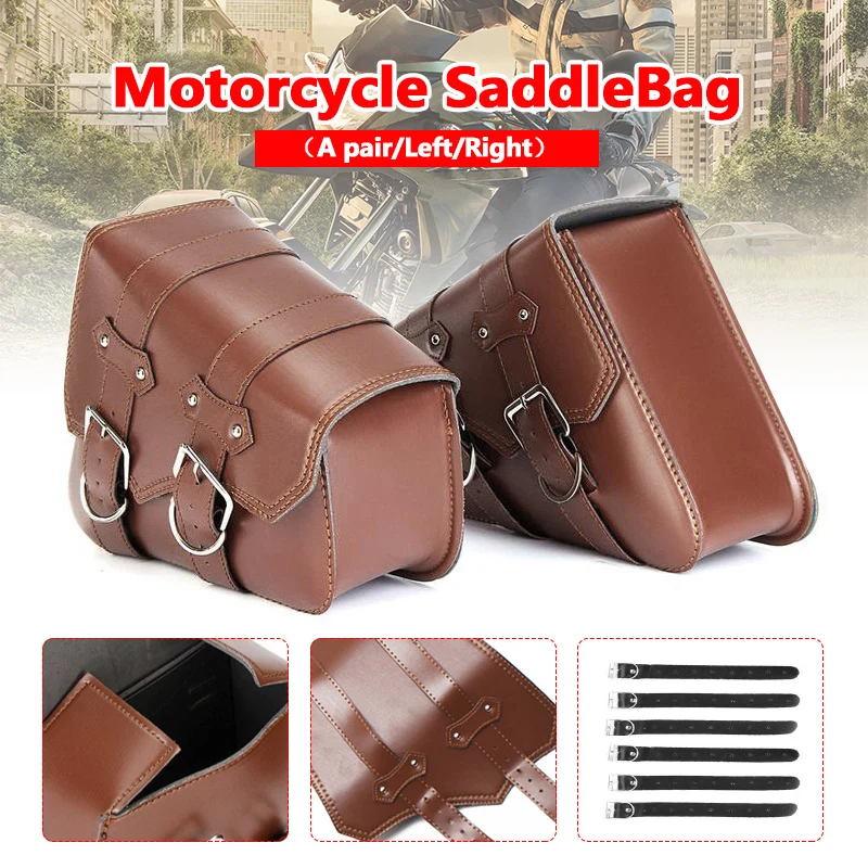 

Универсальные коричневые мотоциклетные сумки, боковая сумка для инструментов из искусственной кожи, чемодан, перчатки, сумка для хранения, ...