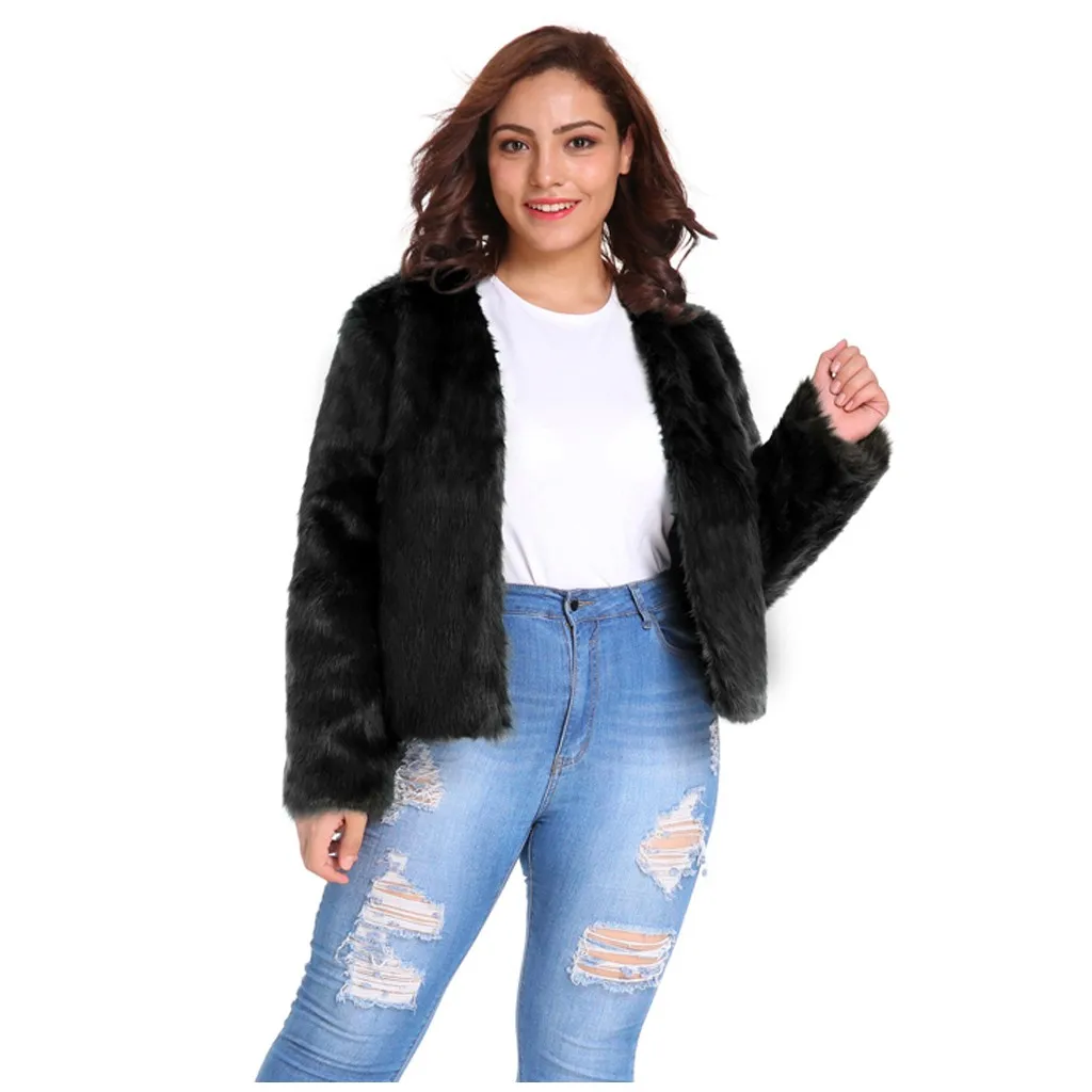 Женское осенне зимнее пушистое пальто из искусственного меха модель 2019 года