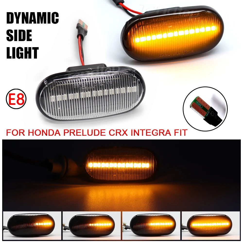 

2Pcs Dynamic Turn Led Side Marker Lamp Sequential Lights For HONDA Acura Civic Prelude CRX S2000 Integra Fit Del Sol