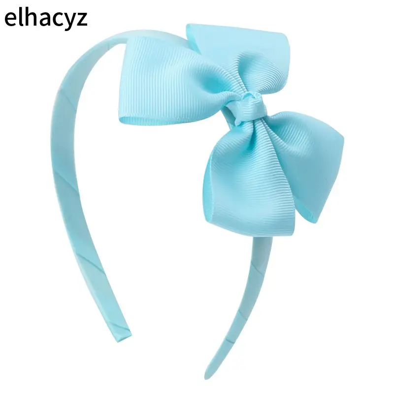 

2021 New 4 Inch Solid Bow Headband Hairband for Women Girls Hair Bows Grosgrain Ribbon Handmade Hair Accessories for Kids Girl