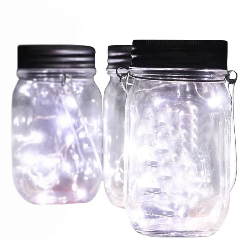 Солнечная банка Mason Jar с крышкой 3 шт. 20 светодиодов мерцающие водонепроницаемые