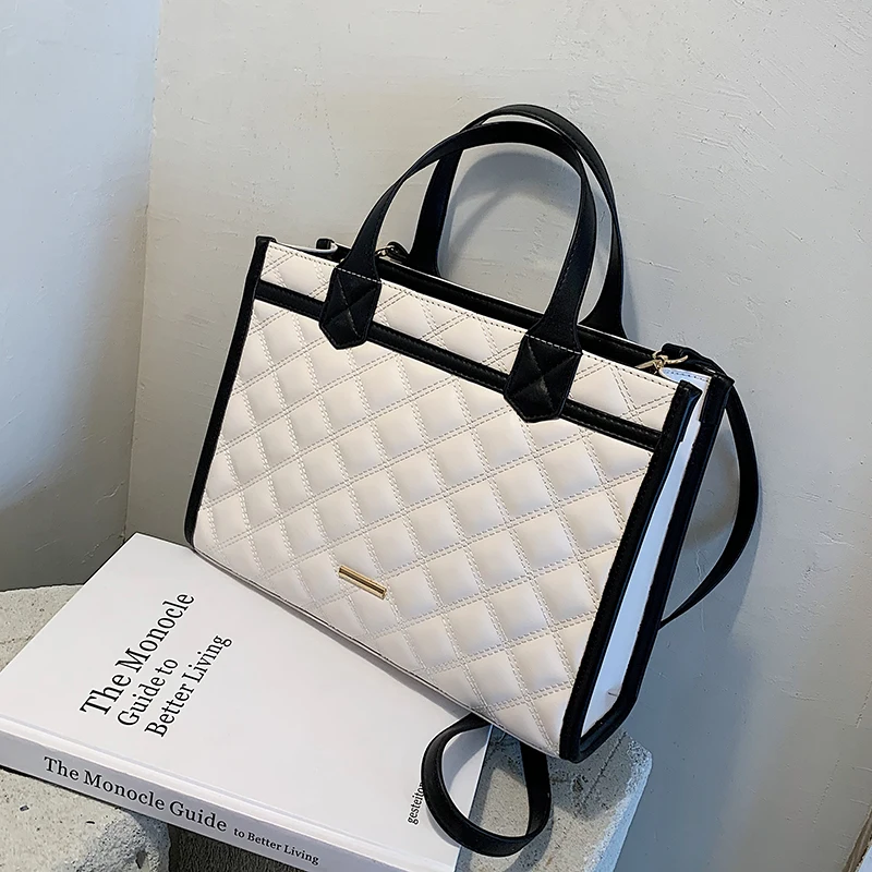 

Lattice Large Tote bag 2021 Fashion New High quality PU Leather Women's Designer Handbag High capacity Shoulder Messenger Bag