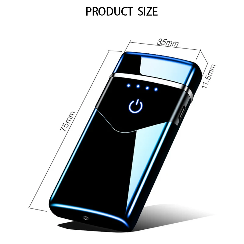 Электрическая зажигалка с двойной дугой заряжаемая от USB ветрозащитная