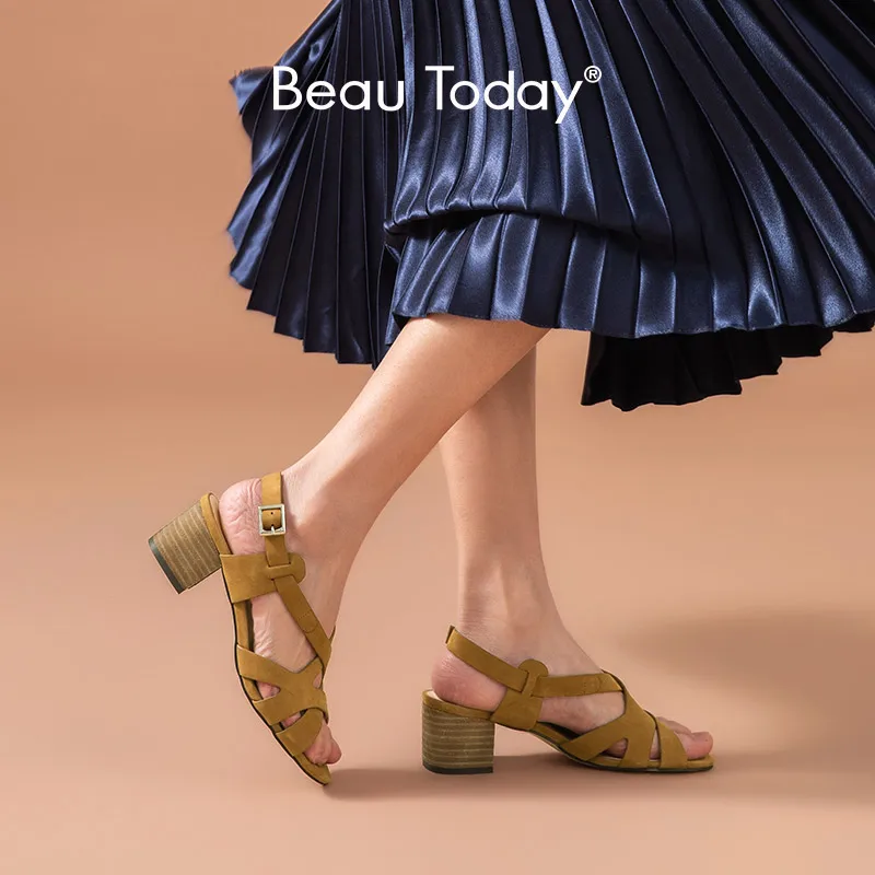 Женские сандалии гладиаторы BeauToday из натуральной коровьей кожи с ремешком на