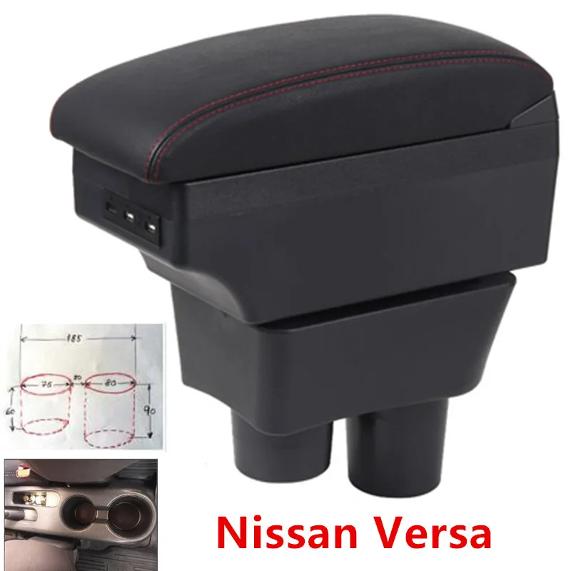Для Nissan Sunny, Versa подлокотник коробка usb зарядка увеличивает двойной слой