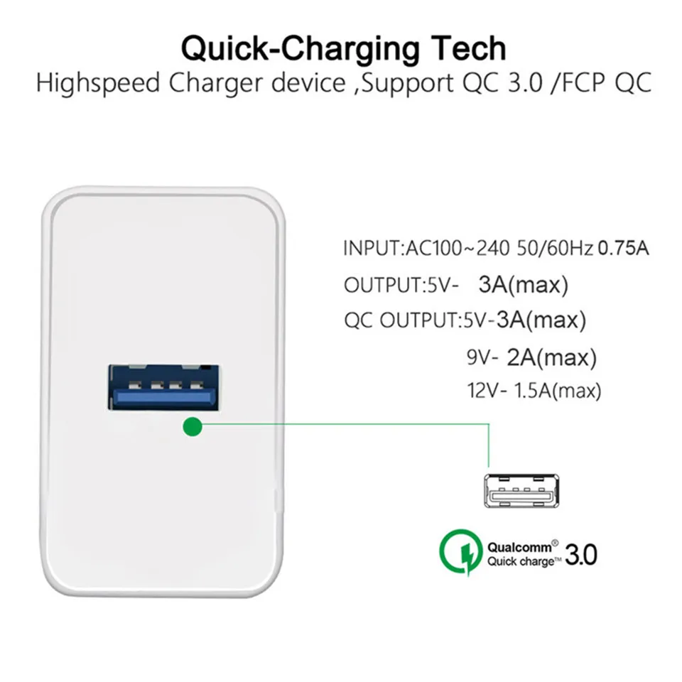 Зарядное устройство с USB-портом для Samsung S20/S10/S9 Plus QC 3 0 | Мобильные телефоны и