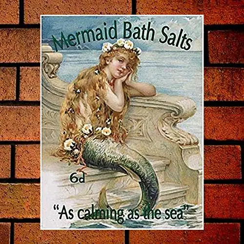 

Mermaid Bath Salts Retro Metal Sign 8X12 Wall Decor