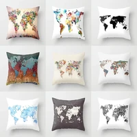 4545 cm new decorative pillow case world map pattern printing sofa seat kids playroom soft cushion cover home decor pillowcase