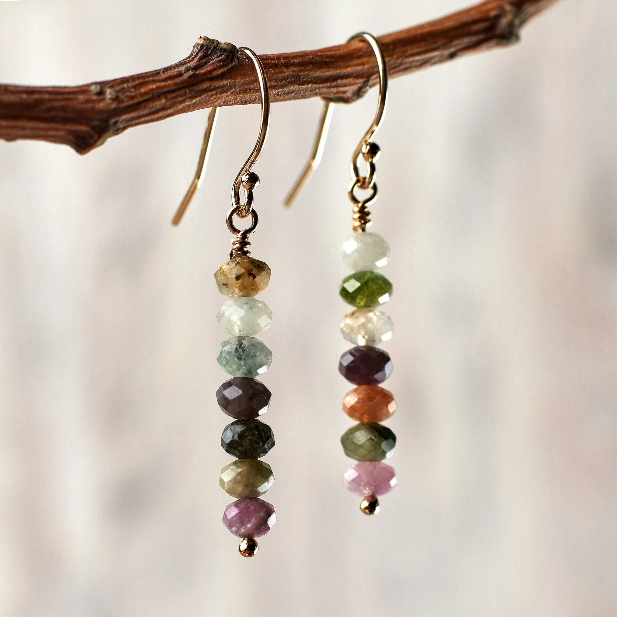 Изысканная Золотая Радужная турмалина висячие серьги в богемном стиле с