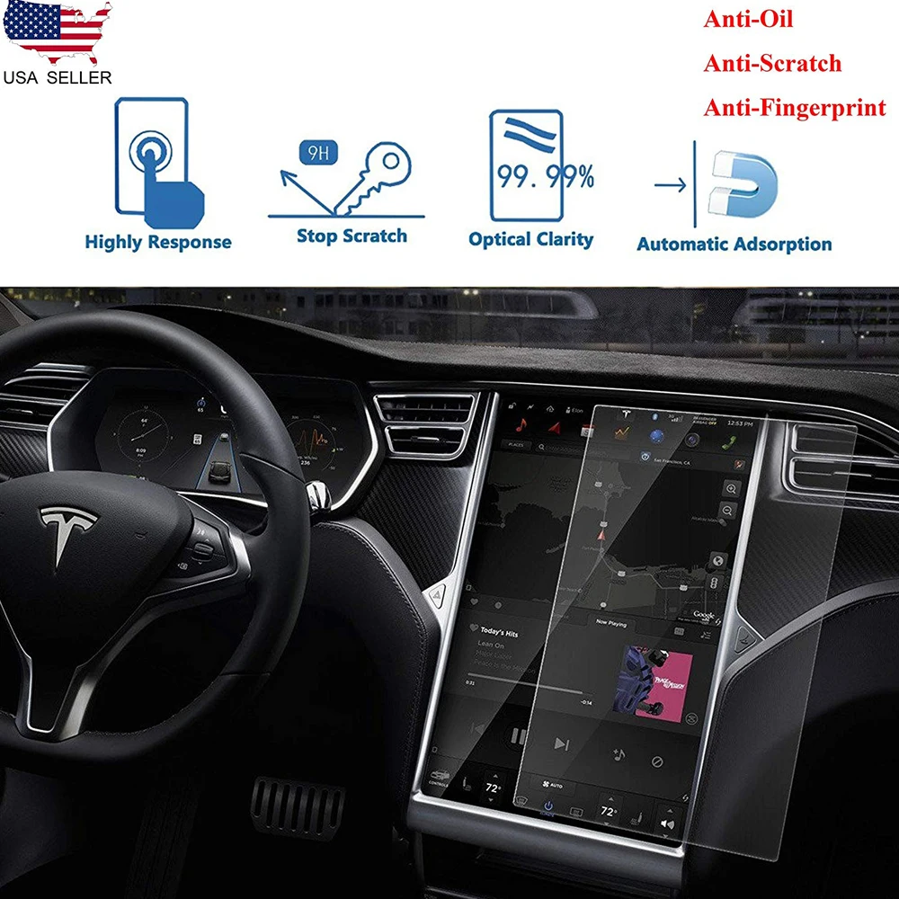 9H High Rigidity Defense Firiction Tempered Glassese For Tesla Model S X Screen Protector | Автомобили и мотоциклы