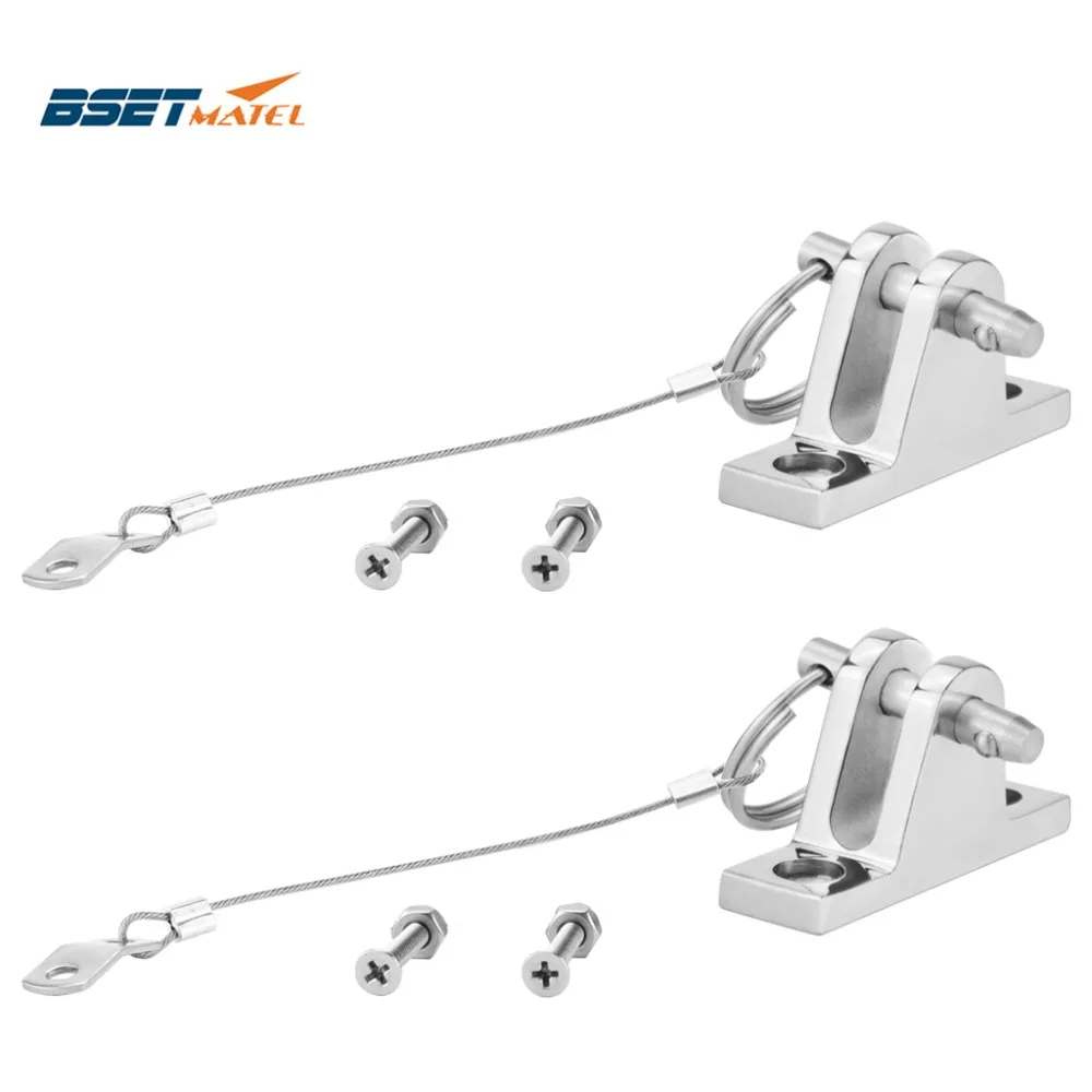 

2X Stainless Steel 316 Boat Bimini Top Deck Hinge with quick release pin lanyard Marine Kayak Canoe Boat Cover Sprayhood