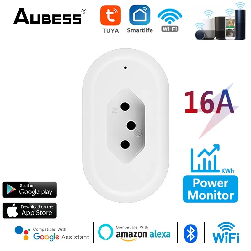

Смарт-розетка Aubess с Wi-Fi и пультом ДУ, 10/16 А