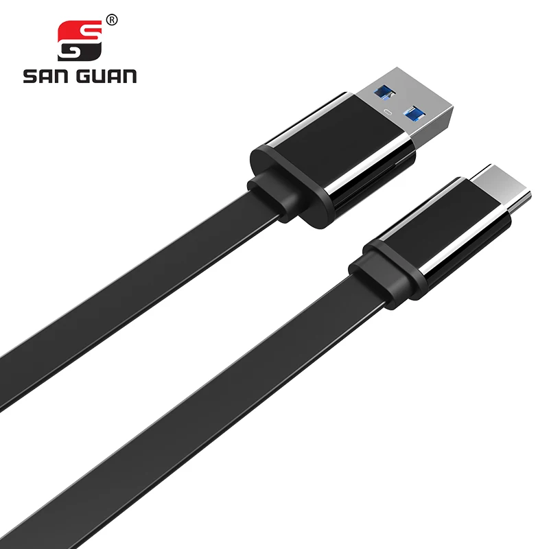Плоский кабель с разъемом USB типа C 3A быстрая зарядка шнур для синхронизации