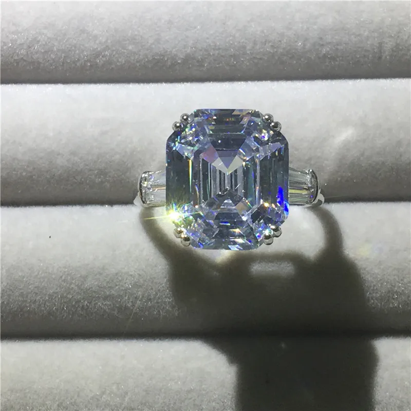 Emerald cut Choucong, массивное кольцо, различные режущие AAAAA cz 925 пробы, серебряные обручальные кольца для мужчин и женщин, ювелирные изделия - Цвет основного камня: Emerald cut
