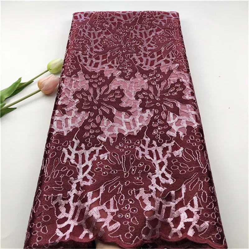 Африканская кружевная ткань с блестками 2019 Высококачественная французская