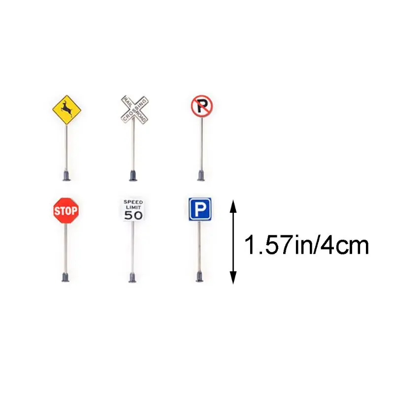 

14pcs/set 1/87 Scale Model Mini Traffic Signs Building Sand Table Model Accessories Micro Landscape Decoration Road Sign