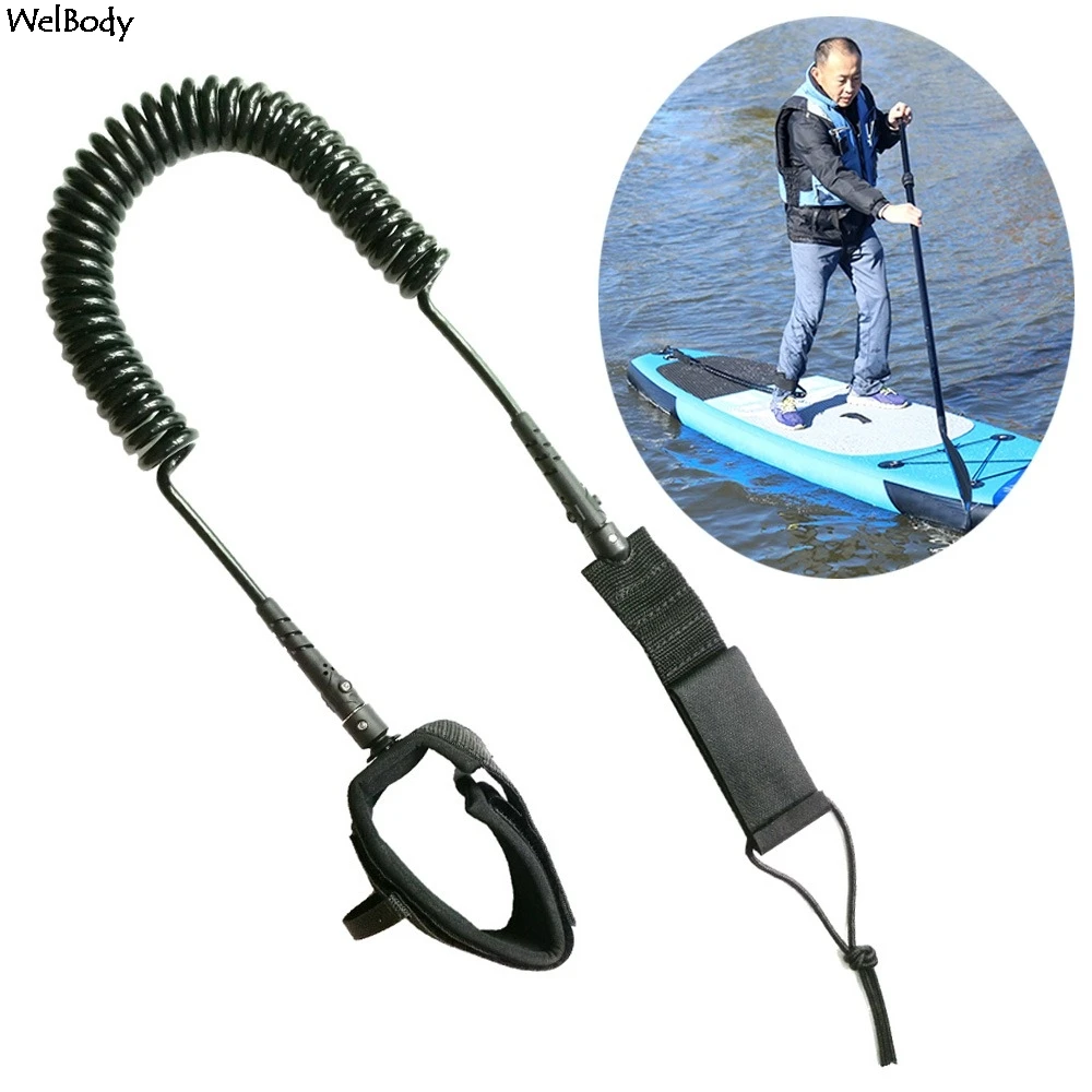 

10ft 7mm Surfboard Leash Elastic Rotatable Retractable Coiled Ankle Spring Leg Foot Rope Surfing Outdoor Water Skiing
