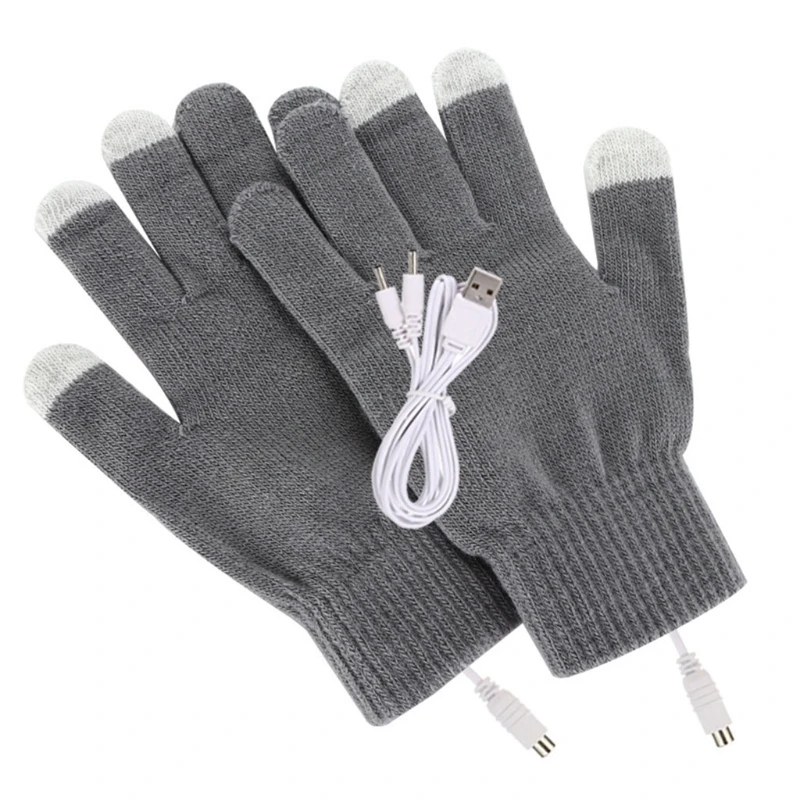 

1 Pair USB Heated Gloves for Men Women Knitting Heating Mittens Hands Warmer Touch Screen Gloves Windproof Cycling Outdoor 87HB