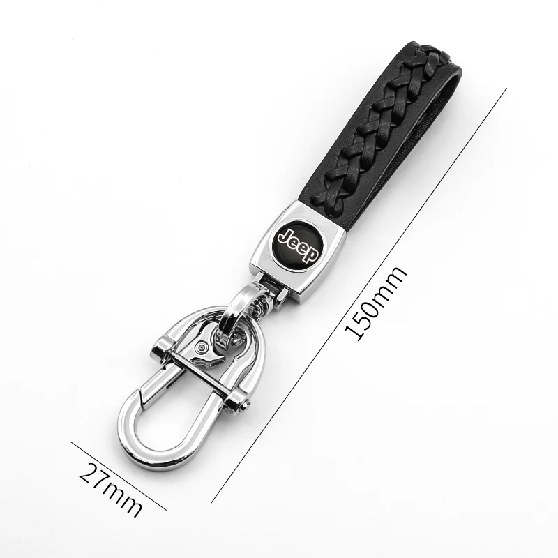 

Car leather braided rope personalized logo keychain accessory key ring suitable for JEEP-Rubicon Grand Cherokee Patriot Renegade