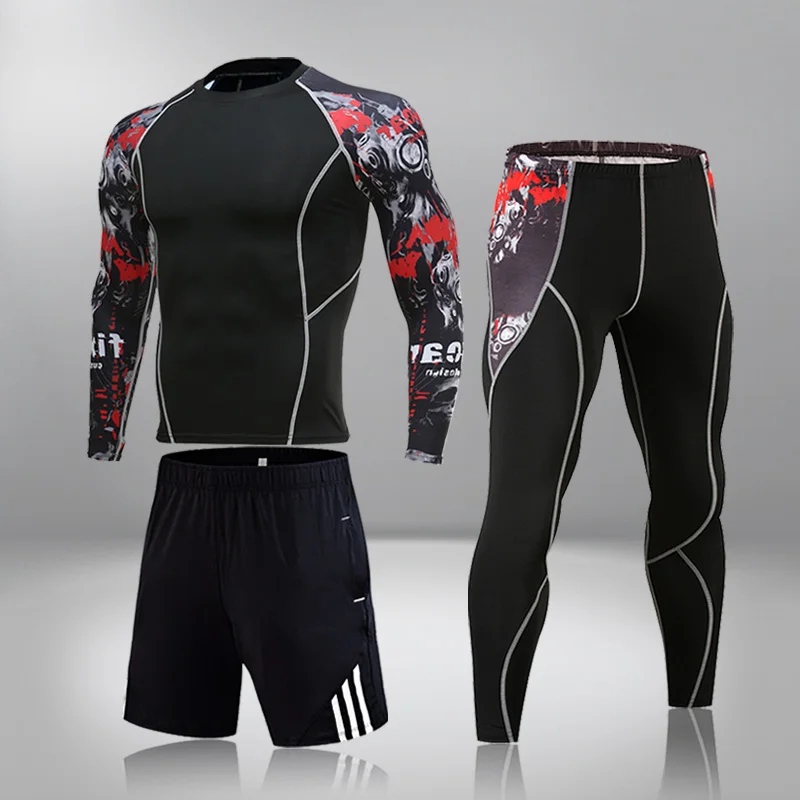 Топы мужской спортивный костюм спортивная одежда для фитнеса компрессионная