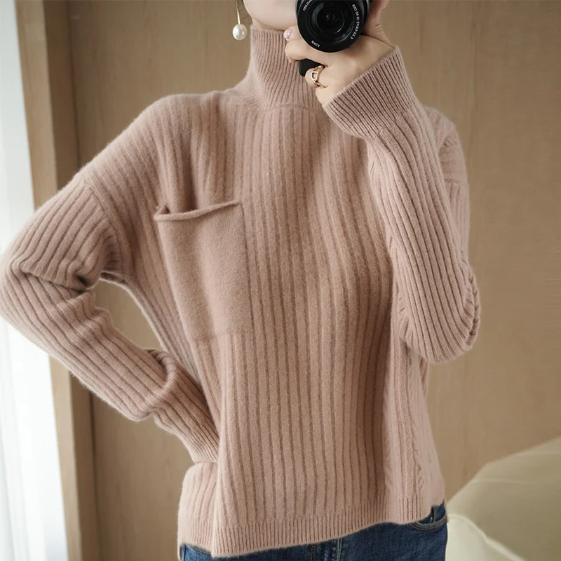 adohon 2020 woman winter 100% Cashmere sweaters autumn knitted Pullovers High Quality Warm Female thickening Turtleneck