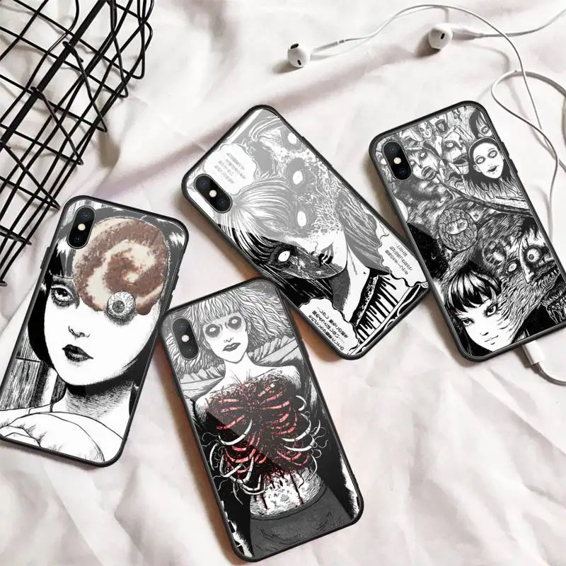 

Juniji to Japanese horror comic Tomie Phone Case Tempered glass For iphone 6 7 8 plus X XS XR 11 12 13 PRO MAX mini