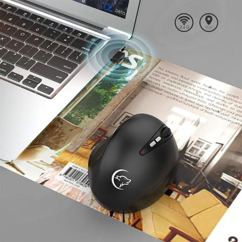 

2.4G Wireless Gaming Mouse Ergonomic LED Backlit Light 2400DPI Vertical Game Mice with USB Receiver Kit for PC Computer Laptop