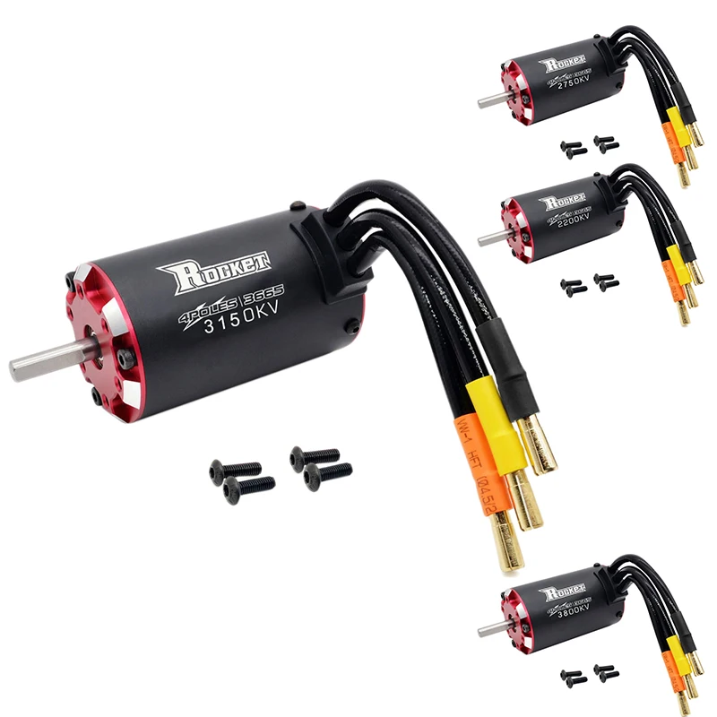 

ROCKET V2 Supersonic 3665 4 Poles&Built -in Temperature Sensor& Sensor Port Waterproof Brushless Motor for 1/10 RC Car