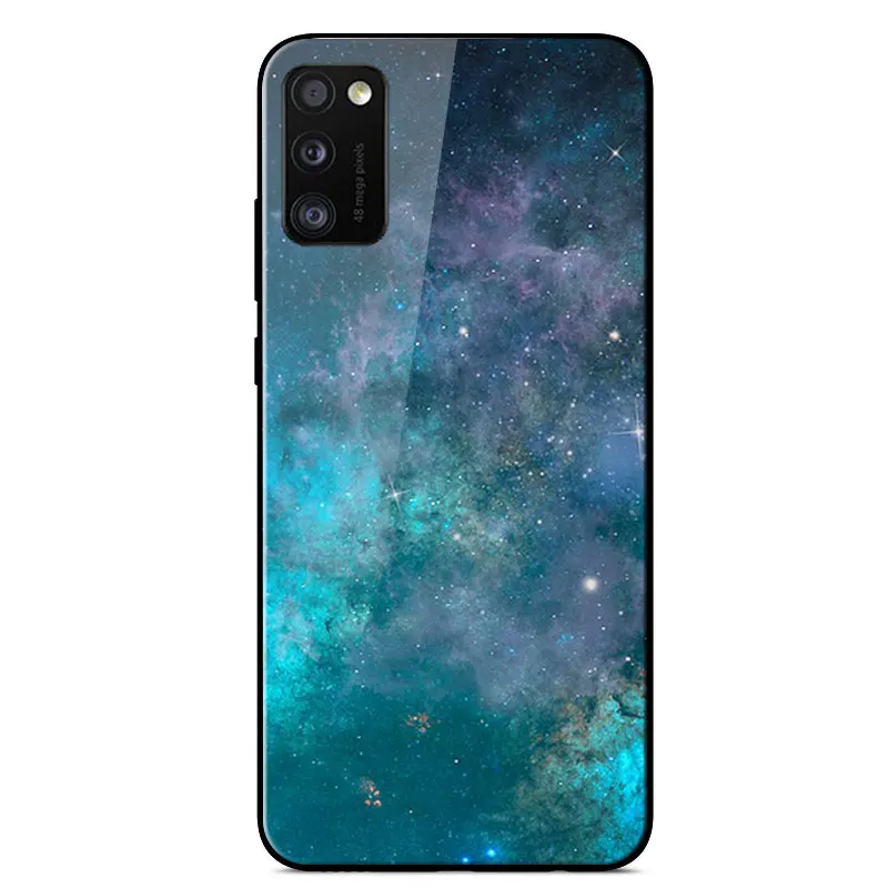

For Samsung A41 Case Fashion Painted Tempered Glass Phone Case For Samsung Galaxy A41 SM-A415F A415 Protection Back Cover 6.1"