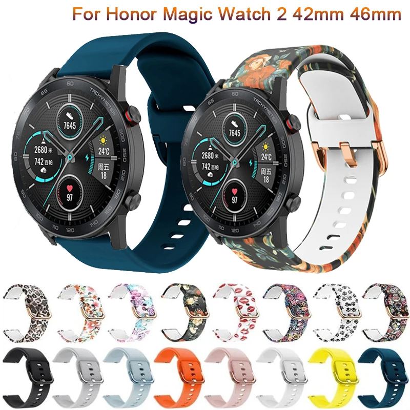 

Silicone strap for Honor Magic Watch 2 42mm 46mm Watchband Bracelet Sports Smart watch Replacement Strap For Huawei GT GT2 Strap