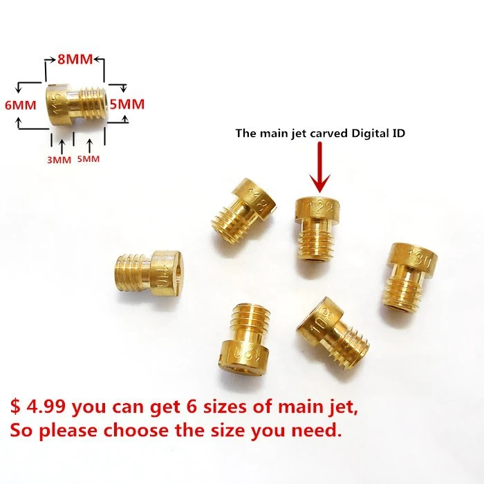 

(6 main jet $ 4.99) 99101-393 carburetor CVK PE PZ main injectors Nozzle CB CG GY6 motorcycle engine Main nozzle