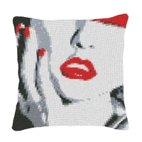 latch hook cushion yarn for cushion cover girl pillow case sofa cushion printed canvas home decorative pillow