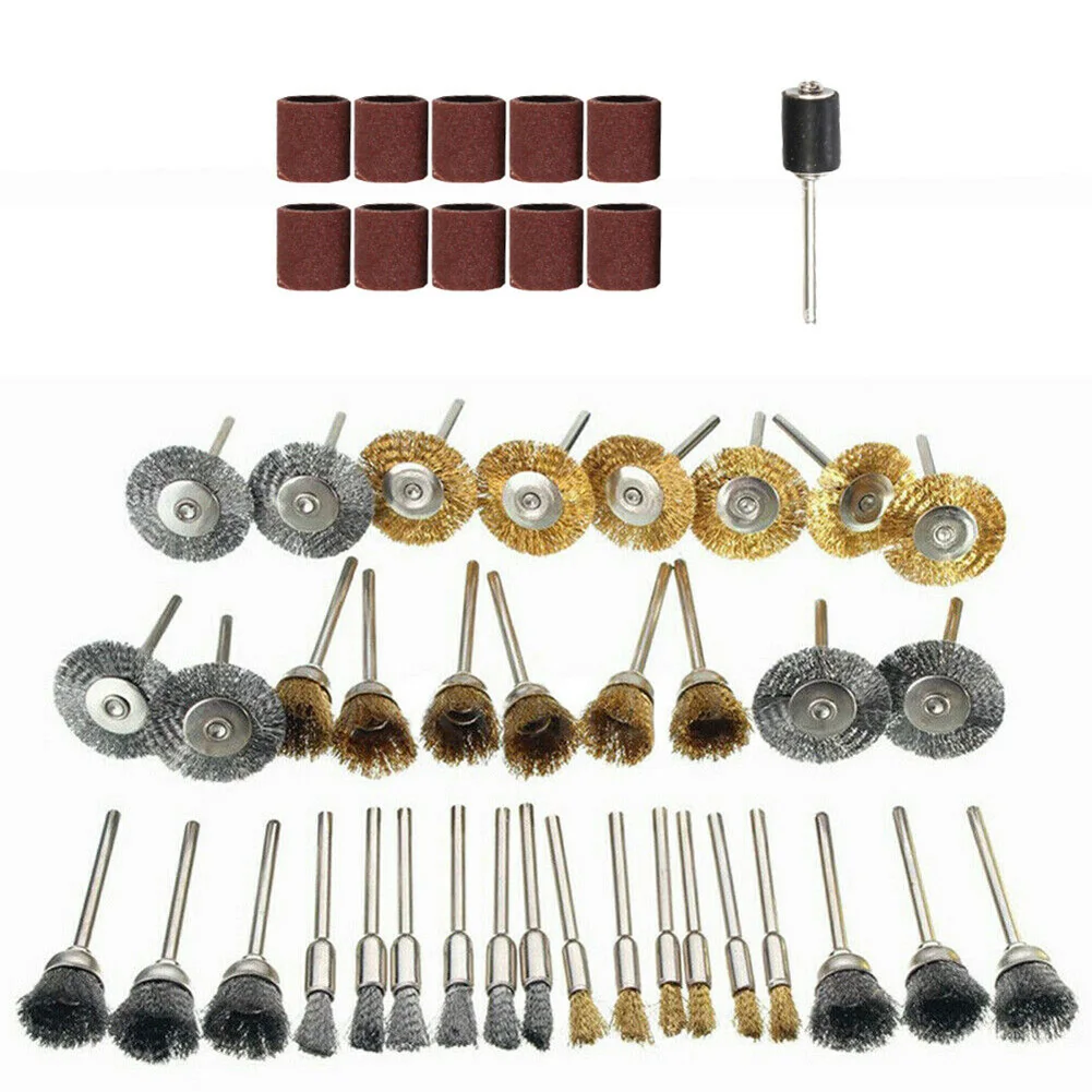

47pcs Durable Wire Brushes Stainless Steel Brass 5mm-25mm Polishing Buffing Tool Kit