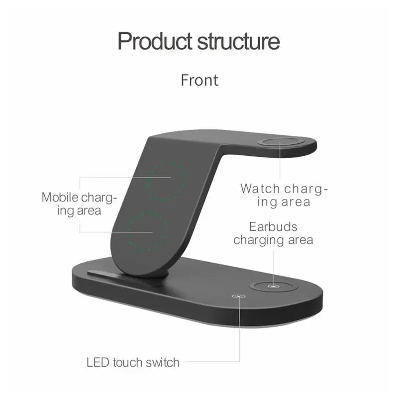 Беспроводное зарядное устройство 3 в 1 15 Вт подставка для Samsung Apple Phone Watch чехол
