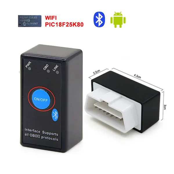 

ELM327 V1.5 PIC18F25K80 чип MINI ELM327 Bluetooth-совместимый/Wifi OBD2 сканер считыватель кодов для Android 12V автомобильный диагностический инструмент