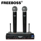 Freeboss KU-22 50 м Рабочий диапазон двухканальный 2 ручной микрофонный передатчик профессиональная караоке UHF Беспроводная микрофонная система