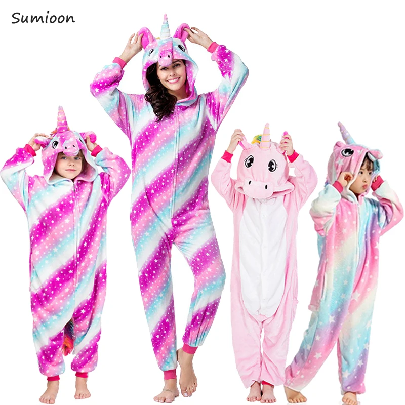 Одежда для маленьких девочек пижамы с единорогом мальчиков Зимние Женские