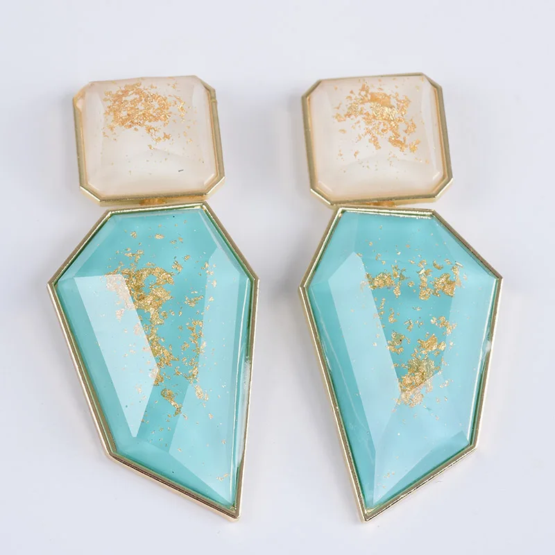 2020 ZA New Hot Fashion Earring Gold Color Resin Irregular Drop Earrings for Women Brincos Wedding Jewelry Girl Gift | Украшения и