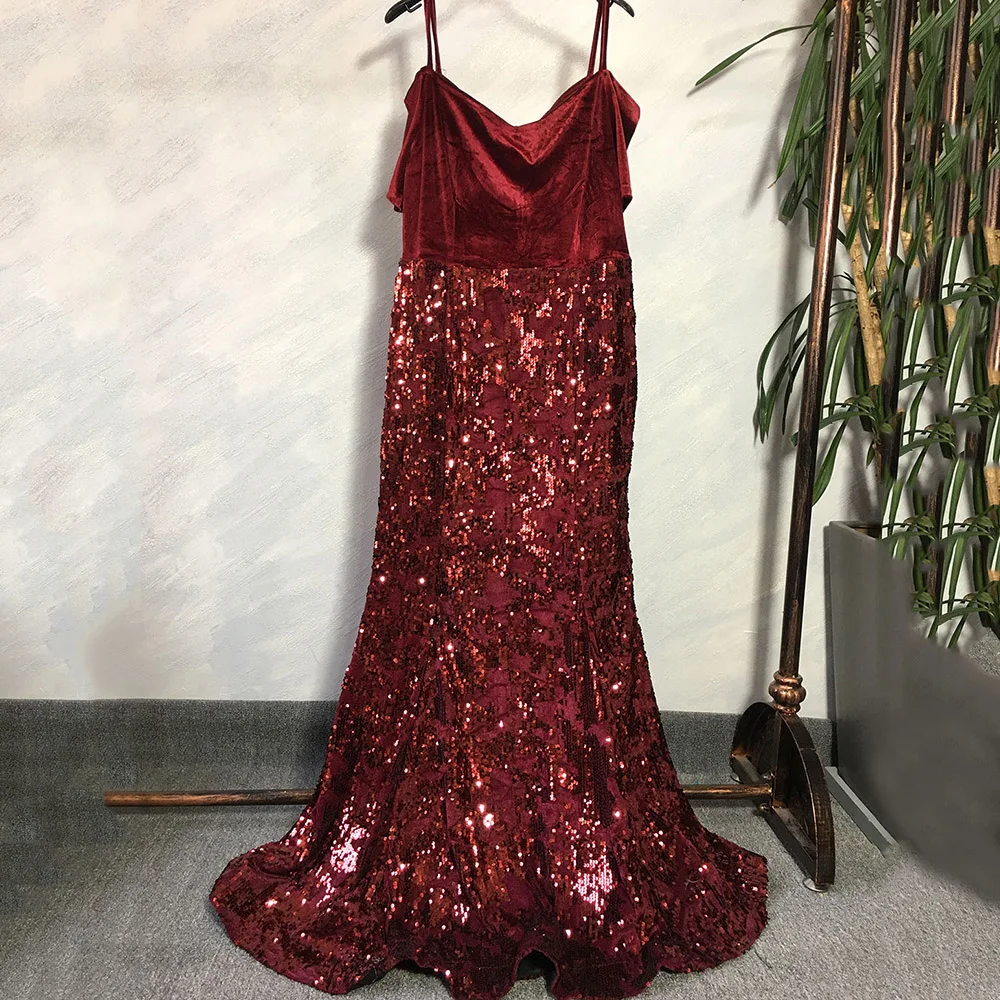 Floor-Length Off Shoulder Sequins Evening Women Dress Vintage Red Short Sleeve Velvet Sexy Long Party African Ladies Retro | Женская