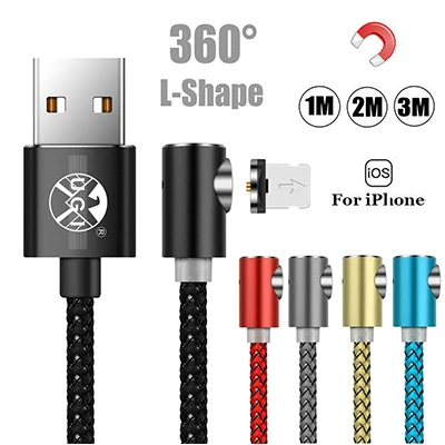 Gray for iPhone 360 ° l-образный Магнитный usb-кабель для зарядного устройства для iPhone samsung Android Lot - Color: Gray for iPhone