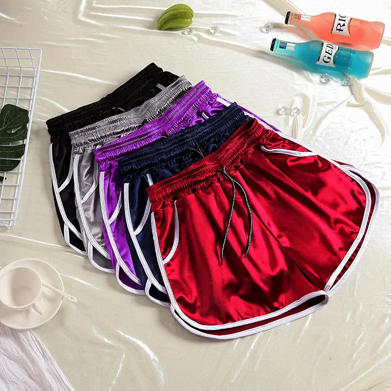 

Women Plus Size High Waist Slim Satin Shorts Sporting Shorts, Elastic Waist Female Home Casual Short Summer Fitness Shorts 5XL