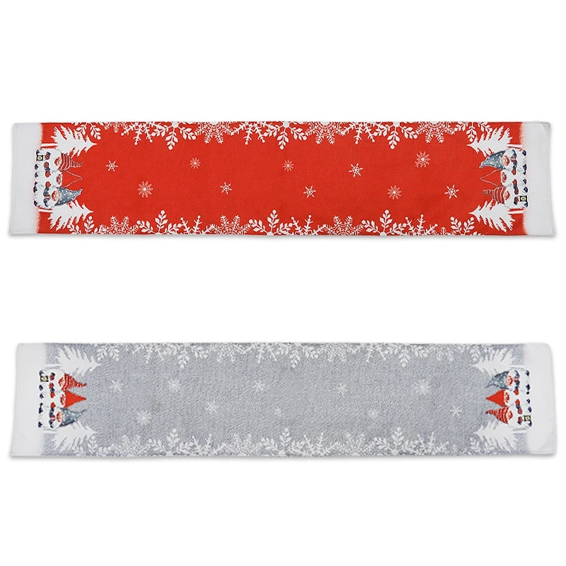 

1Pcs Christmas Table Runner Santa Claus And Snowflake Symmetry At Both Ends Decorative Table Linens Table Flag