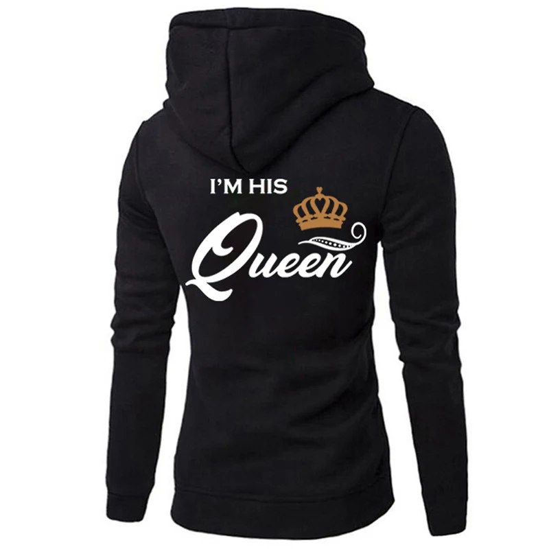 Casual King Queen Letter Women's Clothing Couple Hooded Print Sweatshirt image 4