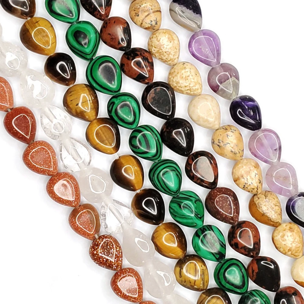 

Natural Stone Beads Flat Water Droplets Amethyst Malachite Loose Beads Necklace Bracelets Are Used for Jewelry Making Beads