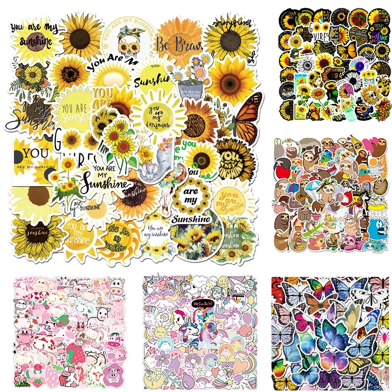 

Ransitute R1106 High Quality Sunflower Butterfly Scrapbooking Stickers Decal For Guitar Laptop Luggage Fridge Graffiti Sticker