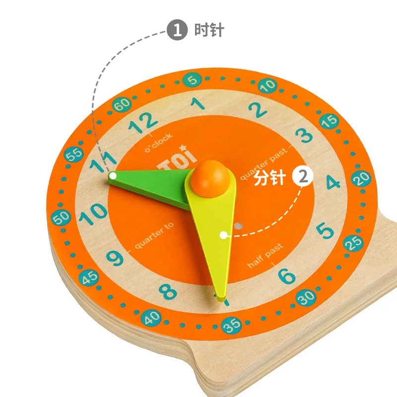 

Toi Children Early Educational Baby Colorful Cartoon Kids Learning Time Wooden Clock Game Toys More Than 5 Years Old