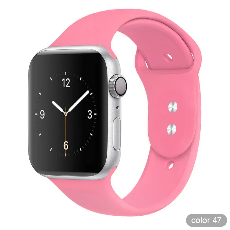 Цветной мягкий силиконовый спортивный ремешок для Apple Watch серии 1 2 3 4 5 38 мм 42 мм резиновый ремешок для часов 40 мм 44 мм iWatch 4/5 - Цвет ремешка: Color 47